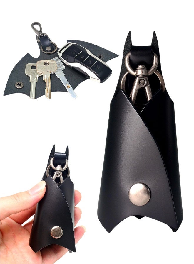 KeyChain Leather Bat Shape For Men Gifts And Women Car Key Fob Case, Leather Fashion Pop Keys Ring Cover Holder - Image 1